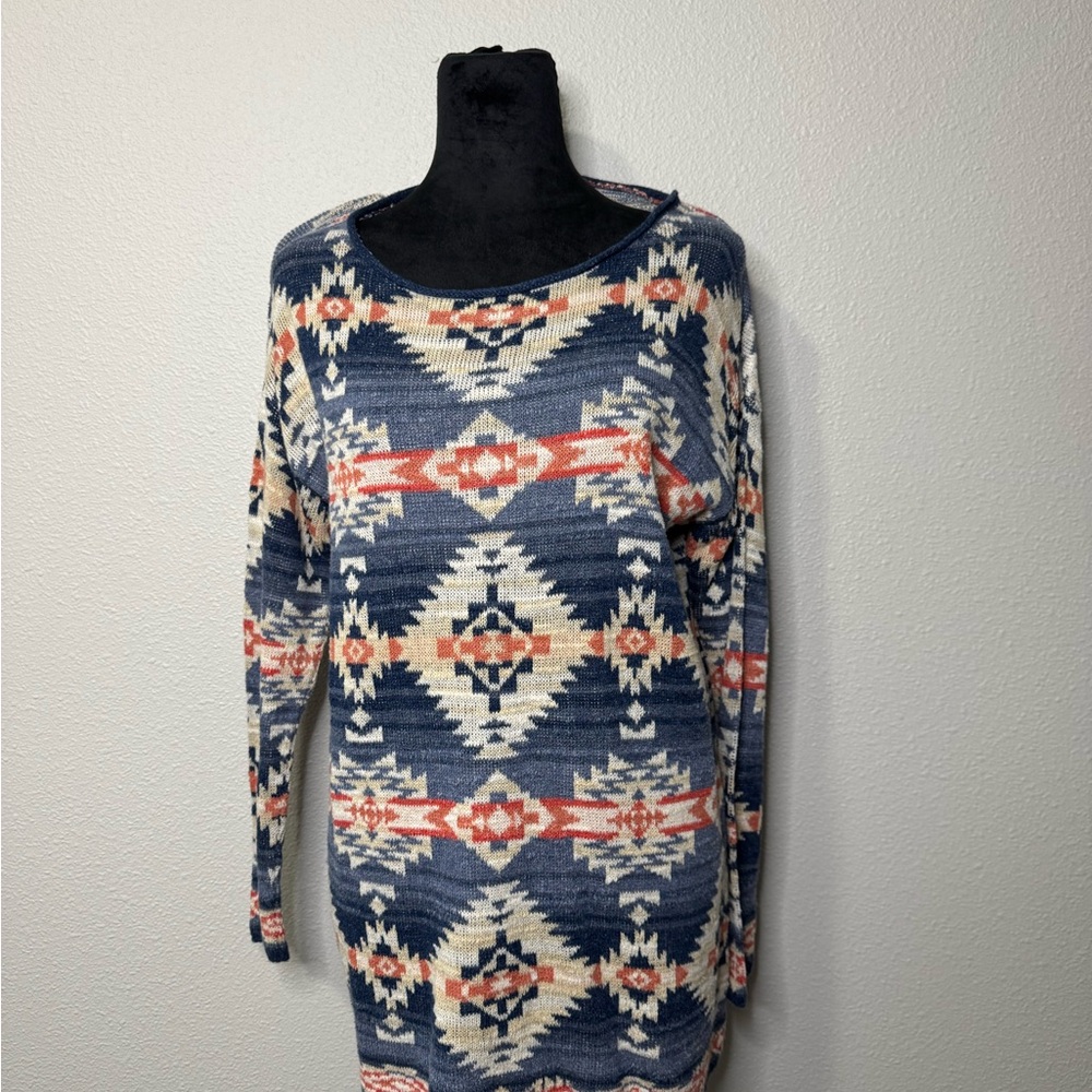 Ralph Lauren Aztec Pattern Sweater in Blue and Cream